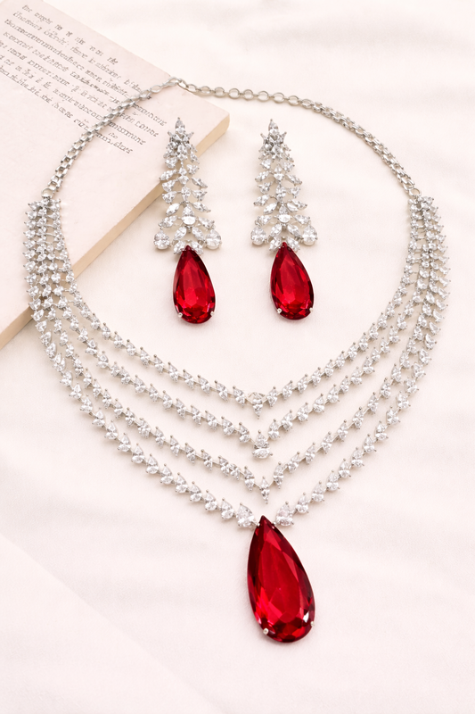 Royal Sapphire Drop Necklace Set