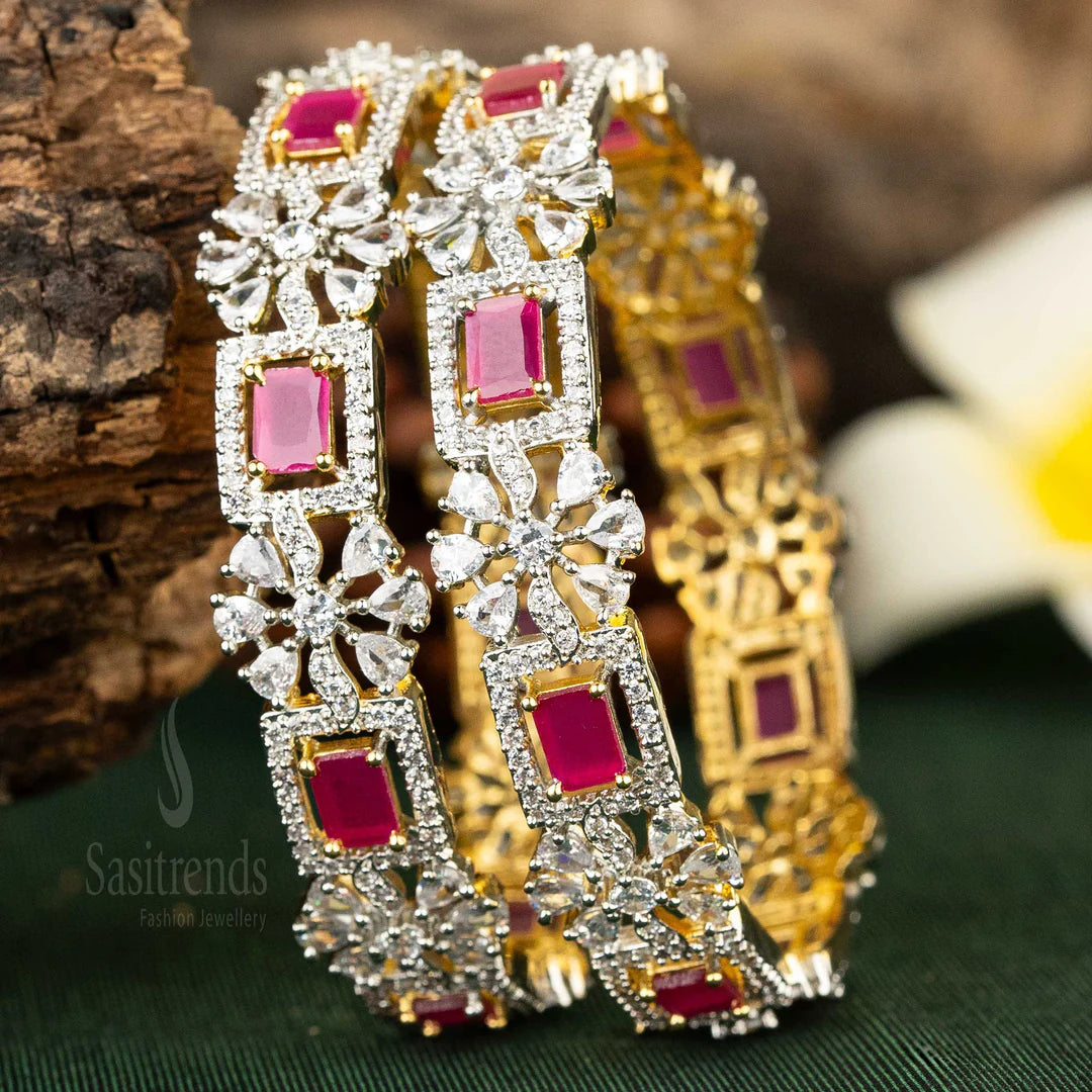 Red Gold Platted AD Bangles