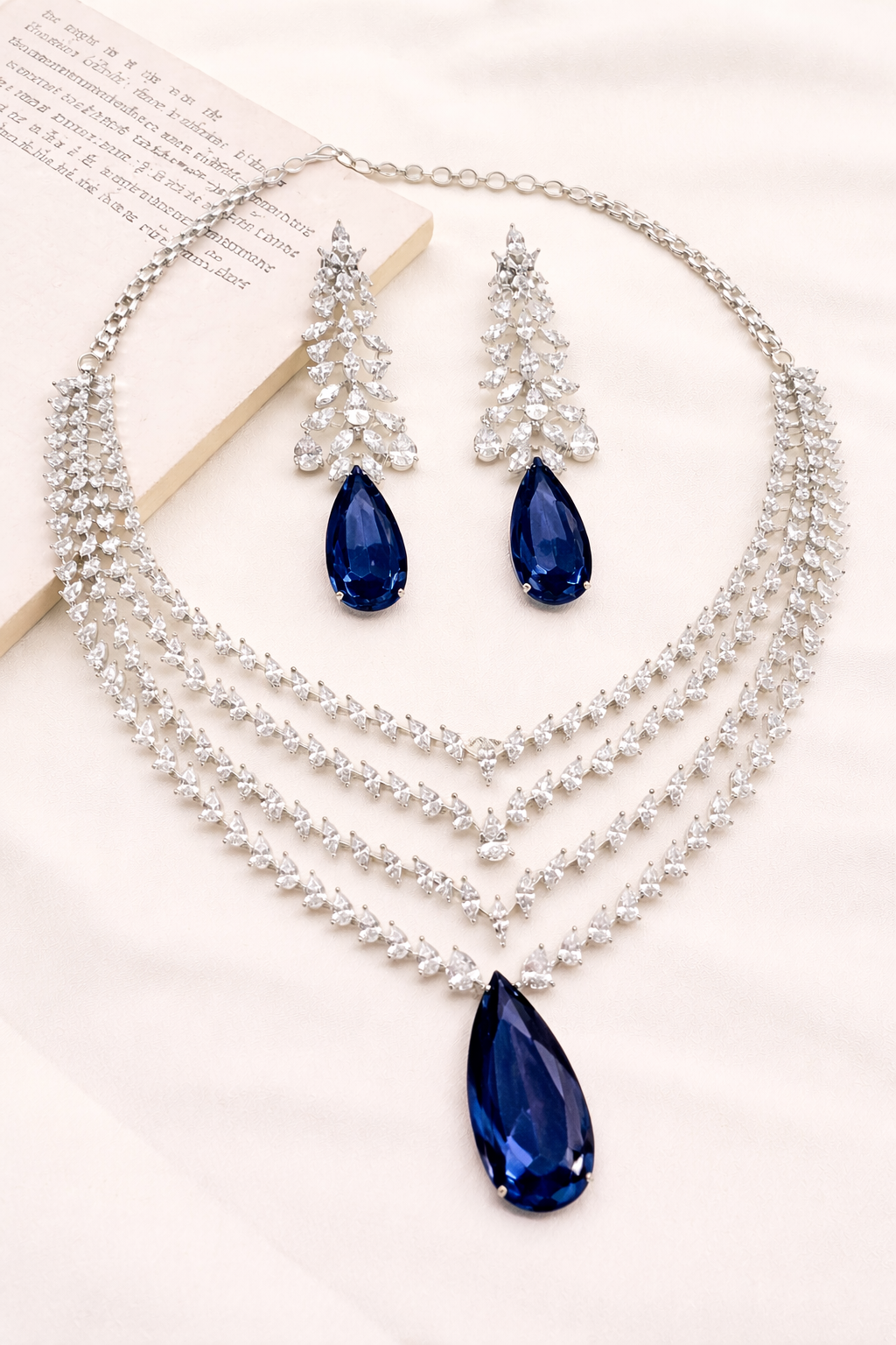 Royal Sapphire Drop Necklace Set